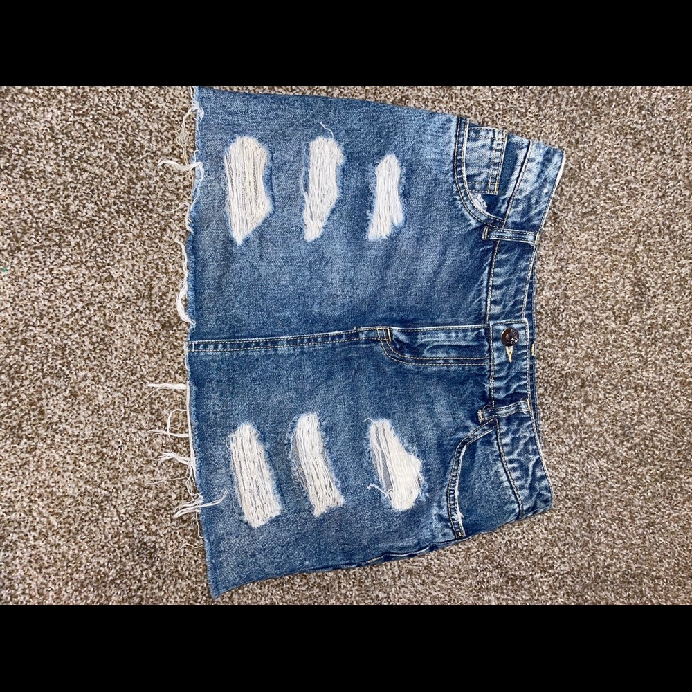 Ripped Jean Skirt
